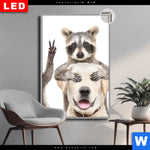 Leuchtbild Dia Lustige Waschbaeren Mit Hund Hochformat Produktvorschau mit dem Bild Lustige Waschbären mit Hund im Format Hochformat.