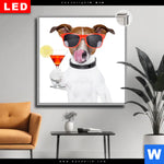 Leuchtbild Dia Lustiger Hund Mit Drink Quadrat Produktvorschau mit dem Bild Lustiger Hund mit Drink im Format Quadrat.