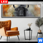 Leuchtbild Dia Maechtiger Bueffel Panorama Produktvorschau mit dem Bild Mächtiger Büffel im Format Panorama.