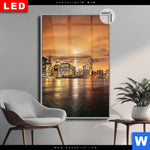 Leuchtbild Dia Manhatten Bei Sonnenuntergang Hochformat Produktvorschau mit dem Bild Manhatten bei Sonnenuntergang im Format Hochformat.