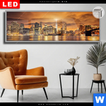 Leuchtbild Dia Manhatten Bei Sonnenuntergang Panorama Produktvorschau mit dem Bild Manhatten bei Sonnenuntergang im Format Panorama.