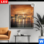 Leuchtbild Dia Manhatten Bei Sonnenuntergang Quadrat Produktvorschau mit dem Bild Manhatten bei Sonnenuntergang im Format Quadrat.