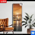 Leuchtbild Dia Manhatten Bei Sonnenuntergang Schmal Produktvorschau mit dem Bild Manhatten bei Sonnenuntergang im Format Schmal.