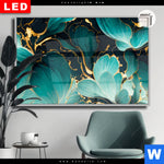 Leuchtbild Dia Marmor Blueten In Tuerkis Gold Querformat Produktvorschau mit dem Bild Marmor Blüten in türkis & gold im Format Querformat.
