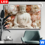 Leuchtbild Dia Meditierender Buddha Mit Blueten Querformat Produktvorschau mit dem Bild Meditierender Buddha mit Blüten im Format Querformat.
