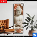 Leuchtbild Dia Meditierender Buddha Mit Blueten Schmal Produktvorschau mit dem Bild Meditierender Buddha mit Blüten im Format Schmal.