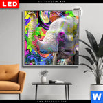 Leuchtbild Dia Moderner Bunter Elefant No 2 Quadrat Produktvorschau mit dem Bild Moderner bunter Elefant No. 2 im Format Quadrat.