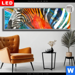 Leuchtbild Dia Modernes Buntes Zebra Panorama Produktvorschau mit dem Bild Modernes Buntes Zebra im Format Panorama.