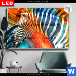 Leuchtbild Dia Modernes Buntes Zebra Querformat Produktvorschau mit dem Bild Modernes Buntes Zebra im Format Querformat.