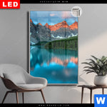 Leuchtbild Dia Moraenensee Sonnenaufgang Hochformat Produktvorschau mit dem Bild Moränensee Sonnenaufgang im Format Hochformat.