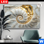 Leuchtbild Dia Muschelspirale Mit Gold Querformat Produktvorschau mit dem Bild Muschelspirale mit Gold im Format Querformat.