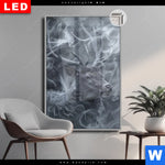 Leuchtbild Dia Mystischer Hirsch Im Nebel Hochformat Produktvorschau mit dem Bild Mystischer Hirsch im Nebel im Format Hochformat.