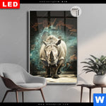 Leuchtbild Dia Nashorn Zerstoert Wand Hochformat Produktvorschau mit dem Bild Nashorn zerstört Wand im Format Hochformat.