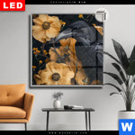 Leuchtbild Dia Naturbild Rabe Blueten Quadrat Produktvorschau mit dem Bild Naturbild - Rabe & Blüten im Format Quadrat.