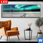 Leuchtbild Dia Nordlichter Und Schlittenhunde Panorama Produktvorschau mit dem Bild Nordlichter und Schlittenhunde im Format Panorama.