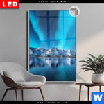 Leuchtbild Dia Nordlichter Und Schneebedeckte Berge Hochformat Produktvorschau mit dem Bild Nordlichter und schneebedeckte Berge im Format Hochformat.