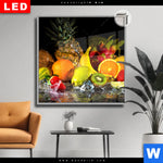Leuchtbild Dia Obst In Spritzendem Wasser Quadrat Produktvorschau mit dem Bild Obst-in spritzendem Wasser im Format Quadrat.