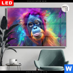 Leuchtbild Dia Orang Utan In Regenbogenfarben Querformat Produktvorschau mit dem Bild Orang-Utan in Regenbogenfarben im Format Querformat.