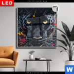 Leuchtbild Dia Panther Farbexplosion Quadrat Produktvorschau mit dem Bild Panther Farbexplosion im Format Quadrat.