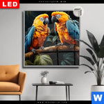 Leuchtbild Dia Papageien Auf Einem Ast Quadrat Produktvorschau mit dem Bild Papageien auf einem Ast im Format Quadrat.