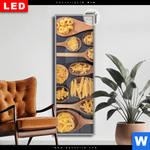 Leuchtbild Dia Pasta Auf Loeffeln Schmal Produktvorschau mit dem Bild Pasta auf Löffeln im Format Schmal.