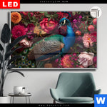 Leuchtbild Dia Prachtvoller Pfau Und Blueten Querformat Produktvorschau mit dem Bild Prachtvoller Pfau und Blüten im Format Querformat.