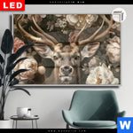 Leuchtbild Dia Romantischer Hirsch Mit Blumen Querformat Produktvorschau mit dem Bild Romantischer Hirsch mit Blumen im Format Querformat.
