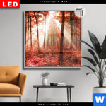 Leuchtbild Dia Roter Herbstwald Quadrat Produktvorschau mit dem Bild Roter Herbstwald im Format Quadrat.