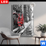 Leuchtbild Dia Rotes Fahrrad In Gasse Hochformat Produktvorschau mit dem Bild Rotes Fahrrad in Gasse im Format Hochformat.