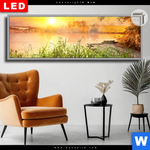 Leuchtbild Dia Ruhiger Morgen Am See Panorama Produktvorschau mit dem Bild Ruhiger Morgen am See im Format Panorama.