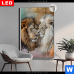 Leuchtbild Dia Sanfte Loewenmomente In Buntem Nebel Hochformat Produktvorschau mit dem Bild Sanfte Löwenmomente in buntem Nebel im Format Hochformat.