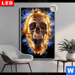 Leuchtbild Dia Schaedel In Flammen Hochformat Produktvorschau mit dem Bild Schädel in Flammen im Format Hochformat.