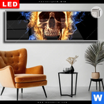Leuchtbild Dia Schaedel In Flammen Panorama Produktvorschau mit dem Bild Schädel in Flammen im Format Panorama.