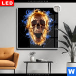 Leuchtbild Dia Schaedel In Flammen Quadrat Produktvorschau mit dem Bild Schädel in Flammen im Format Quadrat.