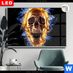 Leuchtbild Dia Schaedel In Flammen Querformat Produktvorschau mit dem Bild Schädel in Flammen im Format Querformat.