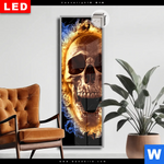 Leuchtbild Dia Schaedel In Flammen Schmal Produktvorschau mit dem Bild Schädel in Flammen im Format Schmal.