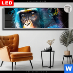 Leuchtbild Dia Schimpanse In Bunten Farben Panorama Produktvorschau mit dem Bild Schimpanse in bunten Farben im Format Panorama.