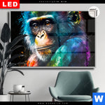 Leuchtbild Dia Schimpanse In Bunten Farben Querformat Produktvorschau mit dem Bild Schimpanse in bunten Farben im Format Querformat.