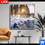 Leuchtbild Dia Schneebedeckte Landschaft Am Fluss Quadrat Produktvorschau mit dem Bild Schneebedeckte Landschaft am Fluss im Format Quadrat.