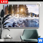 Leuchtbild Dia Schneebedeckte Landschaft Am Fluss Querformat Produktvorschau mit dem Bild Schneebedeckte Landschaft am Fluss im Format Querformat.