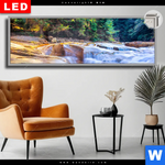 Leuchtbild Dia Schoener Wasserfall Im Wald Panorama Produktvorschau mit dem Bild Schöner Wasserfall im Wald im Format Panorama.