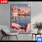 Leuchtbild Dia Skandinavische Stadt Bei Nacht Hochformat Produktvorschau mit dem Bild Skandinavische Stadt bei Nacht im Format Hochformat.