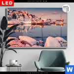 Leuchtbild Dia Skandinavische Stadt Bei Nacht Querformat Produktvorschau mit dem Bild Skandinavische Stadt bei Nacht im Format Querformat.