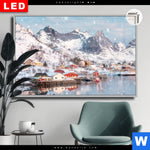 Leuchtbild Dia Skandinavisches Dorf Im Schnee Querformat Produktvorschau mit dem Bild Skandinavisches Dorf im Schnee im Format Querformat.