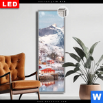 Leuchtbild Dia Skandinavisches Dorf Im Schnee Schmal Produktvorschau mit dem Bild Skandinavisches Dorf im Schnee im Format Schmal.