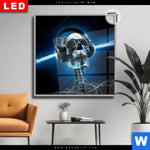 Leuchtbild Dia Skelett Kopfhoerer Quadrat Produktvorschau mit dem Bild Skelett & Kopfhörer im Format Quadrat.