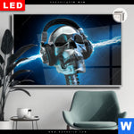 Leuchtbild Dia Skelett Kopfhoerer Querformat Produktvorschau mit dem Bild Skelett & Kopfhörer im Format Querformat.