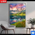 Leuchtbild Dia Sonnenaufgang Am Bergsee Hochformat Produktvorschau mit dem Bild Sonnenaufgang am Bergsee im Format Hochformat.