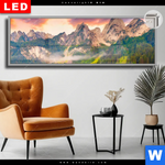 Leuchtbild Dia Sonnenaufgang Am Bergsee Panorama Produktvorschau mit dem Bild Sonnenaufgang am Bergsee im Format Panorama.