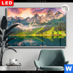 Leuchtbild Dia Sonnenaufgang Am Bergsee Querformat Produktvorschau mit dem Bild Sonnenaufgang am Bergsee im Format Querformat.